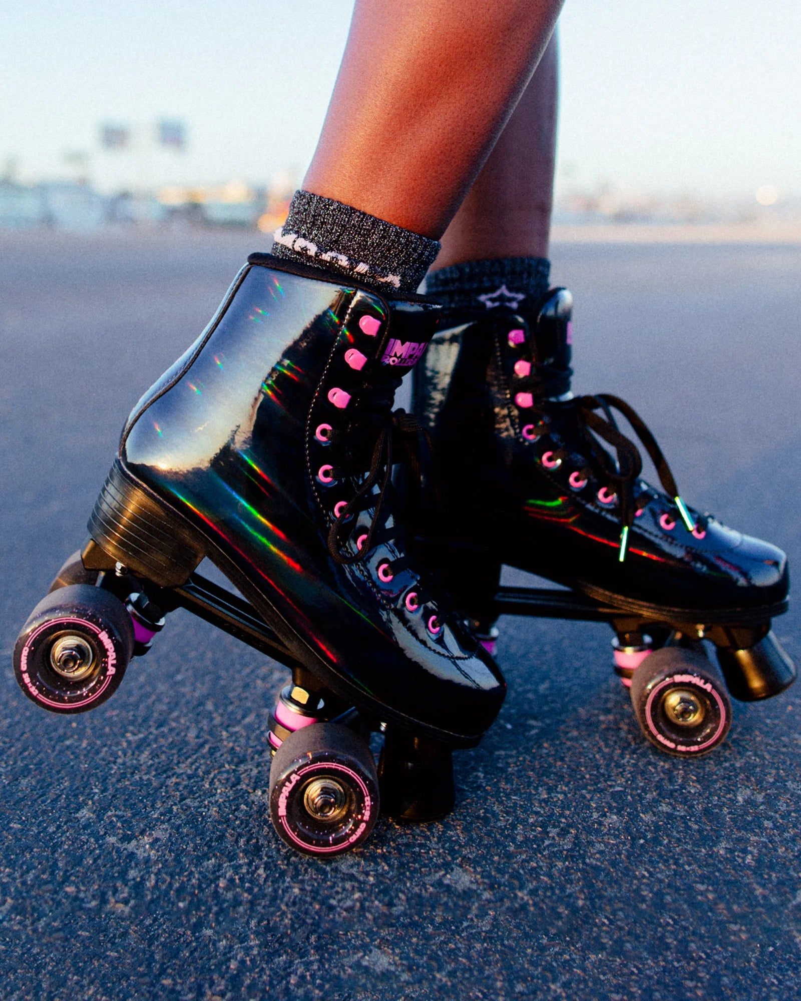 Impala Roller Skates - BLACK HOLOGRAPHIC - Pigeon's Roller Skate Shop