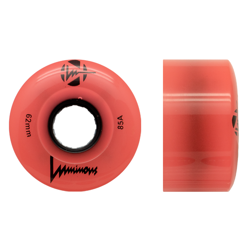 Luminous Light Up Wheels - CORAL GLOW IN THE DARK - Pigeon's Roller Skate Shop