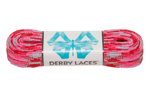 Pink Camouflage Stripe Waxed Derby Laces - Pigeon's Roller Skate Shop