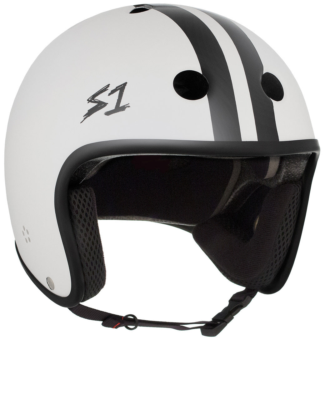 S1 Retro Lifer Helmet - White Matte w/ Black Stripes - Pigeon's Roller Skate Shop
