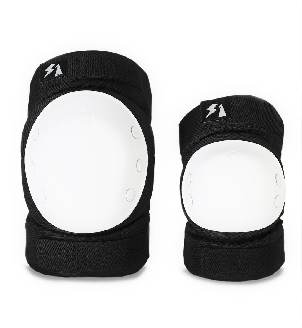 S-One Pad Set - BLACK W/ WHITE CAPS - Pigeon's Roller Skate Shop