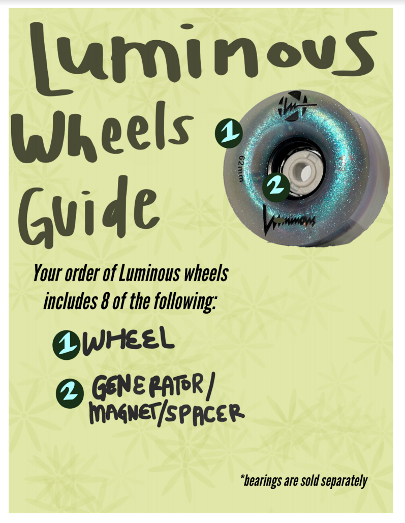 Luminous Light Up Wheels - BLACK PEARL - Pigeon's Roller Skate Shop