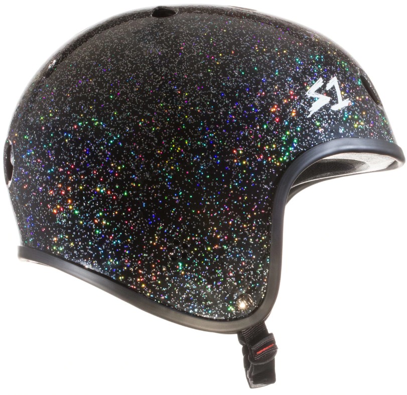S1 Retro Lifer Helmet - BLACK GLOSS GLITTER - Pigeon's Roller Skate Shop