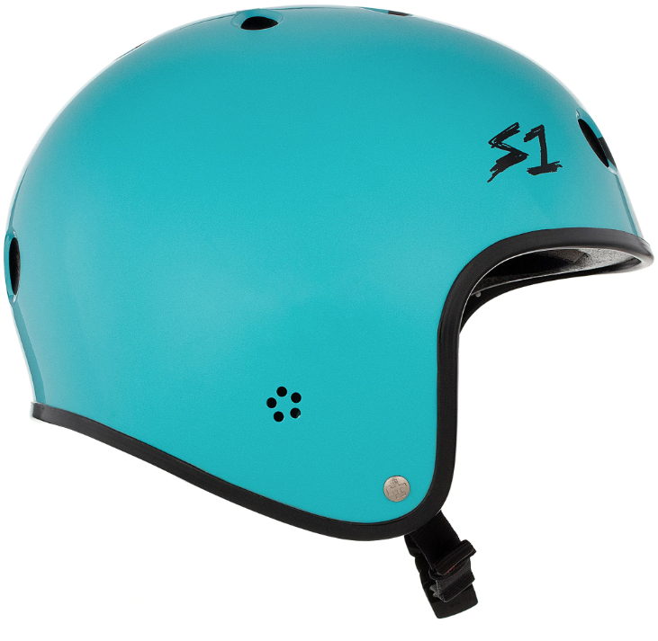 S1 Retro Lifer Helmet - LAGOON GLOSS WITH CHECKERS - Pigeon's Roller Skate Shop