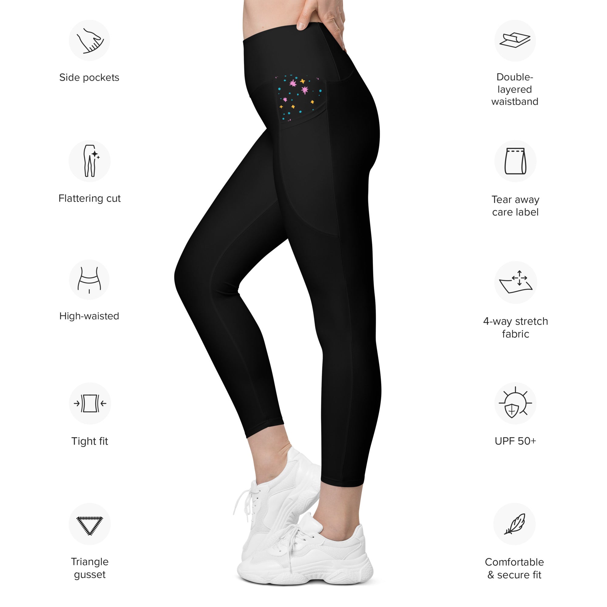 Pigeon's Skate Leggings with Pockets - BLACK - Pigeon's Roller Skate Shop