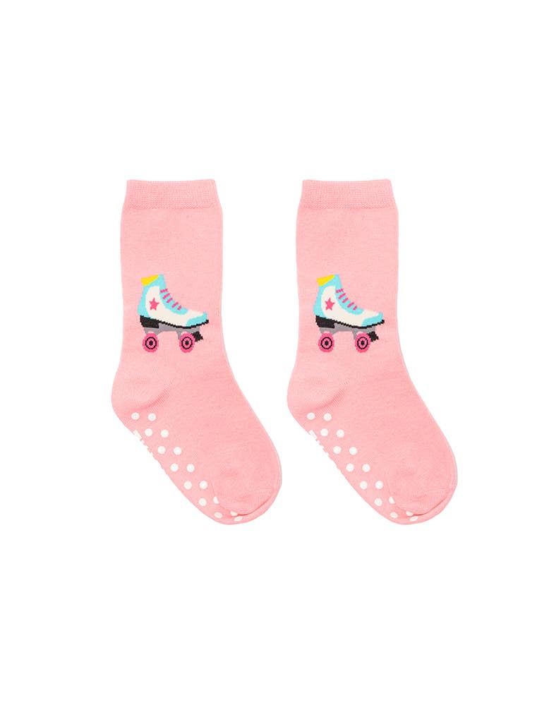 Kids Packaged Crew Socks - Roller Skate - Pink - Pigeon's Roller Skate Shop