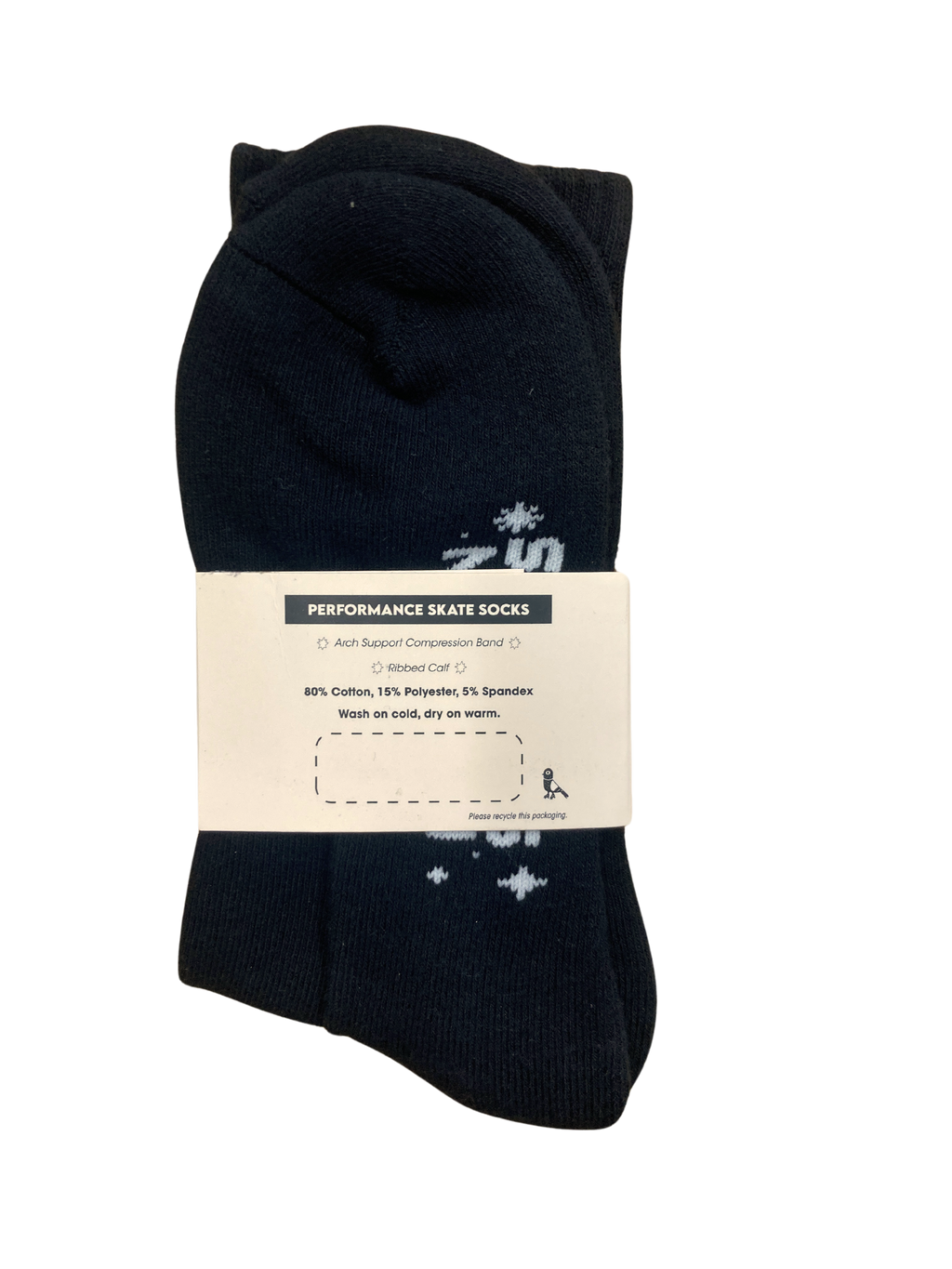 Pigeon's Performance Skate Socks - BLACK WING - Pigeon's Roller Skate Shop