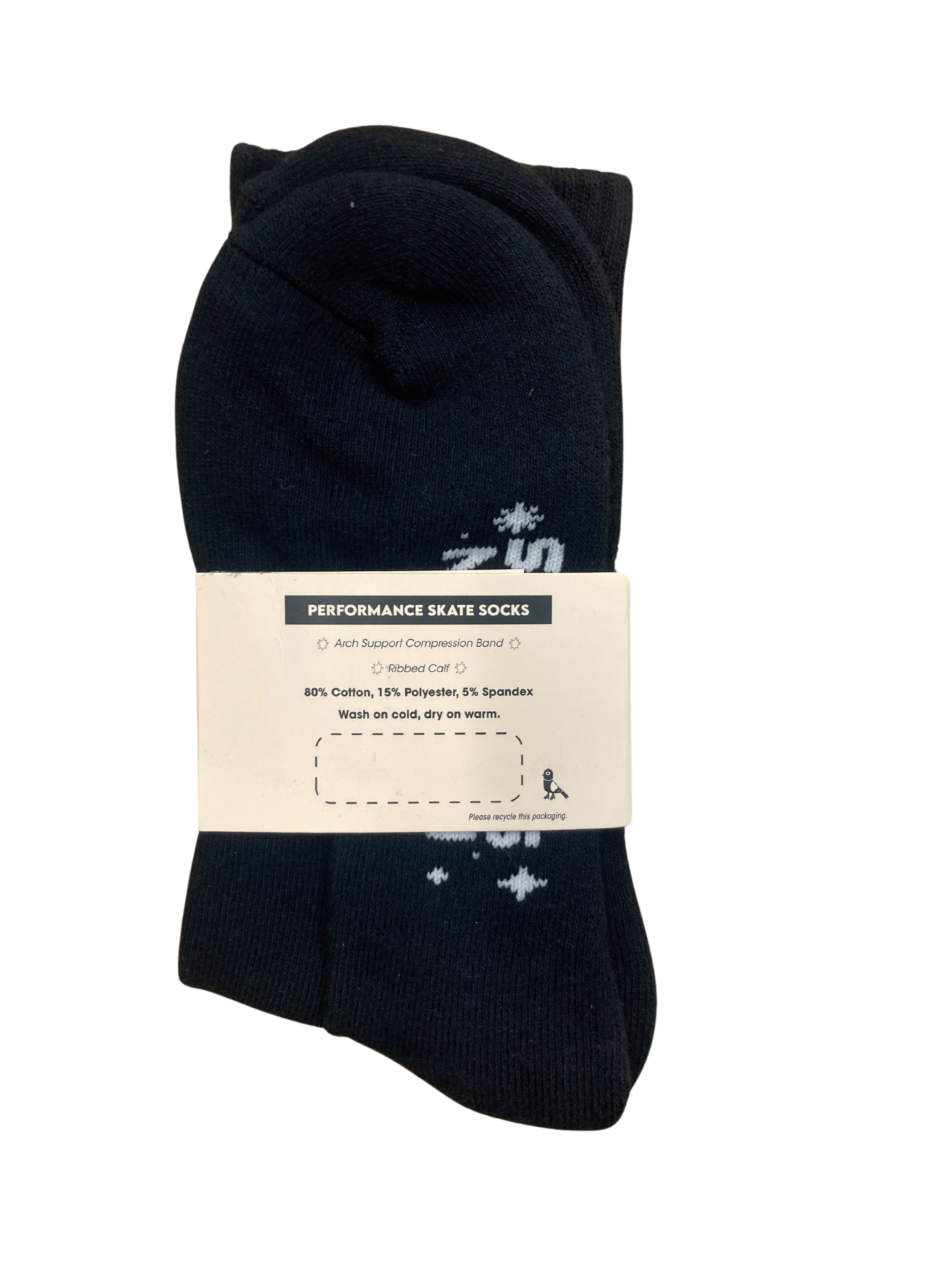 Pigeon's Performance Skate Socks - BLACK WING - Pigeon's Roller Skate Shop