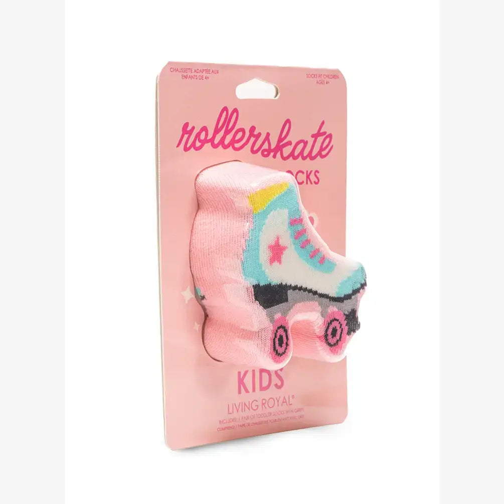 Kids Packaged Crew Socks - Roller Skate - Pink - Pigeon's Roller Skate Shop