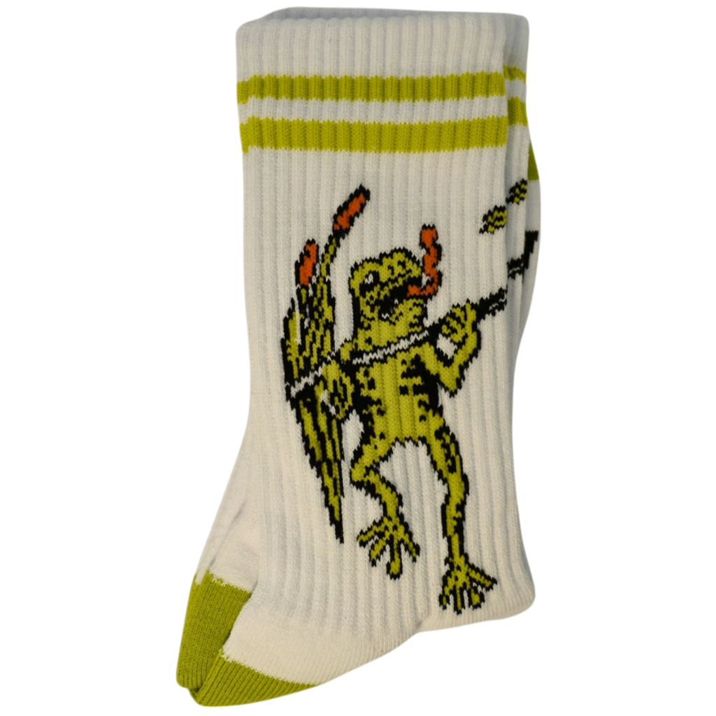 white socks with green frog