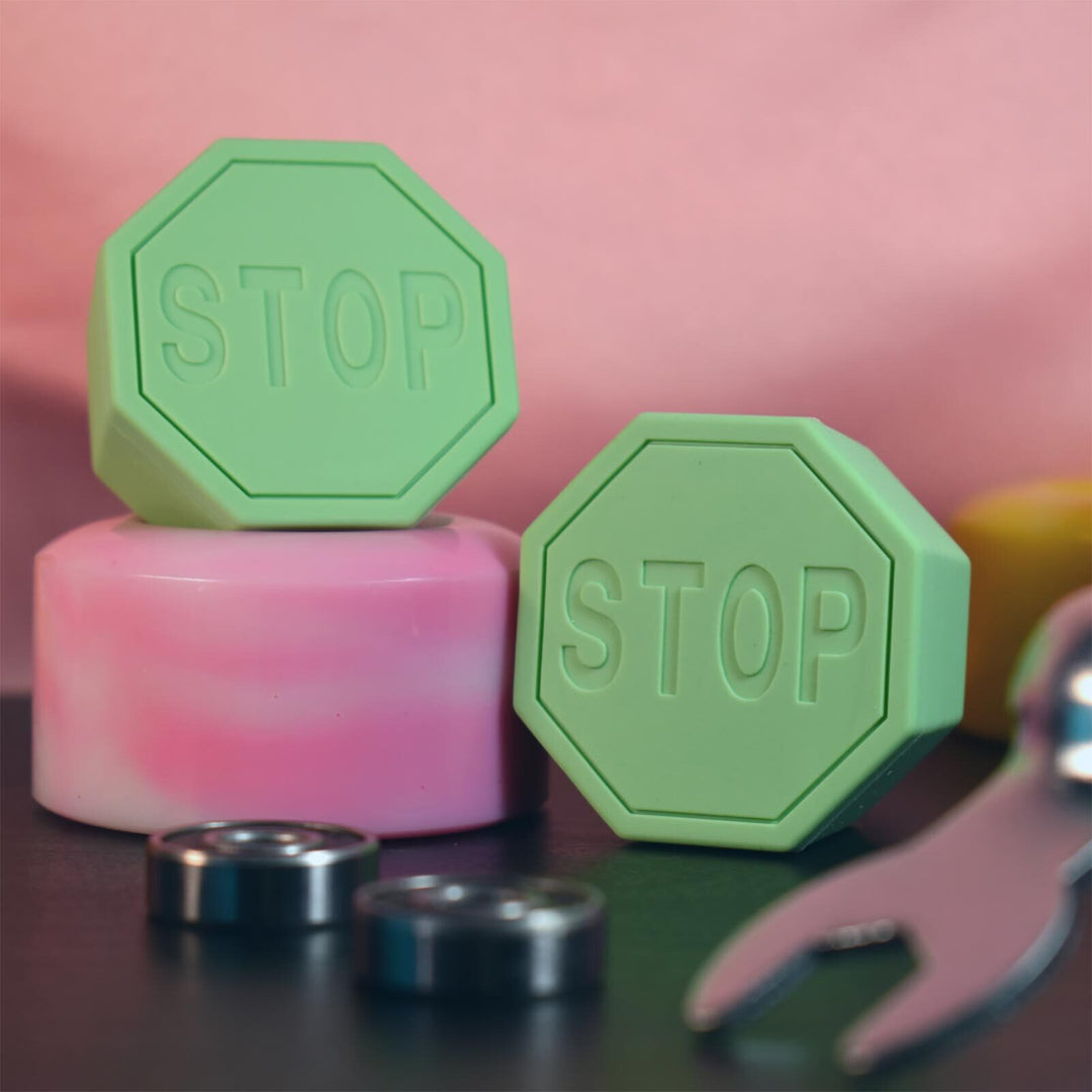 Stop Sign Toe Stops - GREEN - Pigeon's Roller Skate Shop