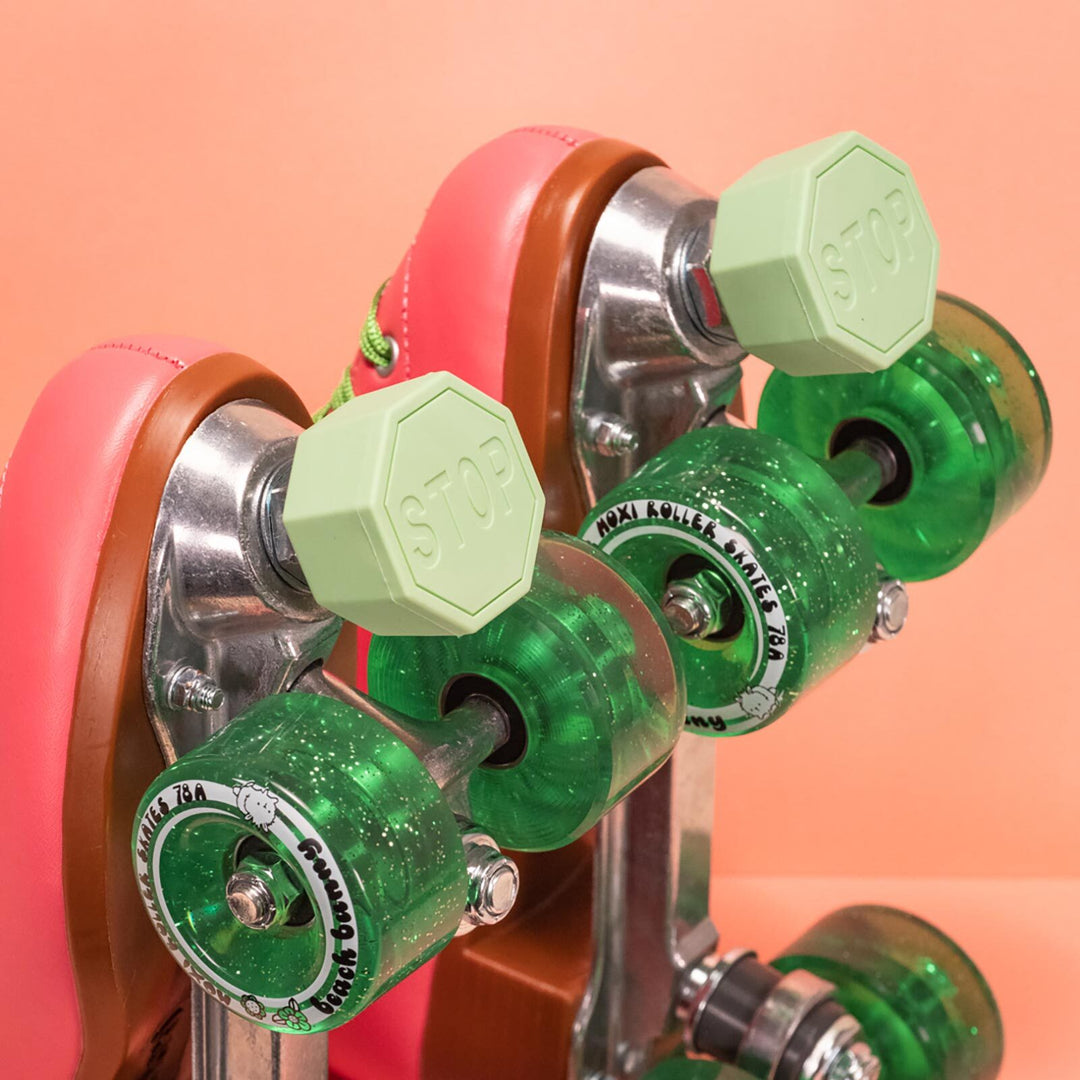 Stop Sign Toe Stops - GREEN - Pigeon's Roller Skate Shop
