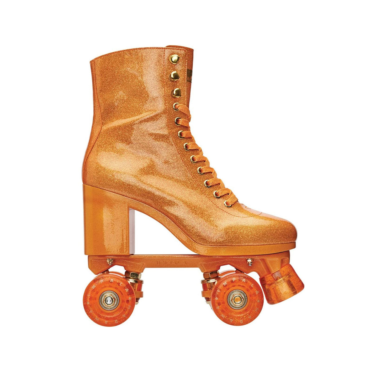Impala High Heel Roller Skates - MARAWA SPARKLE ORANGE - Pigeon's Roller Skate Shop