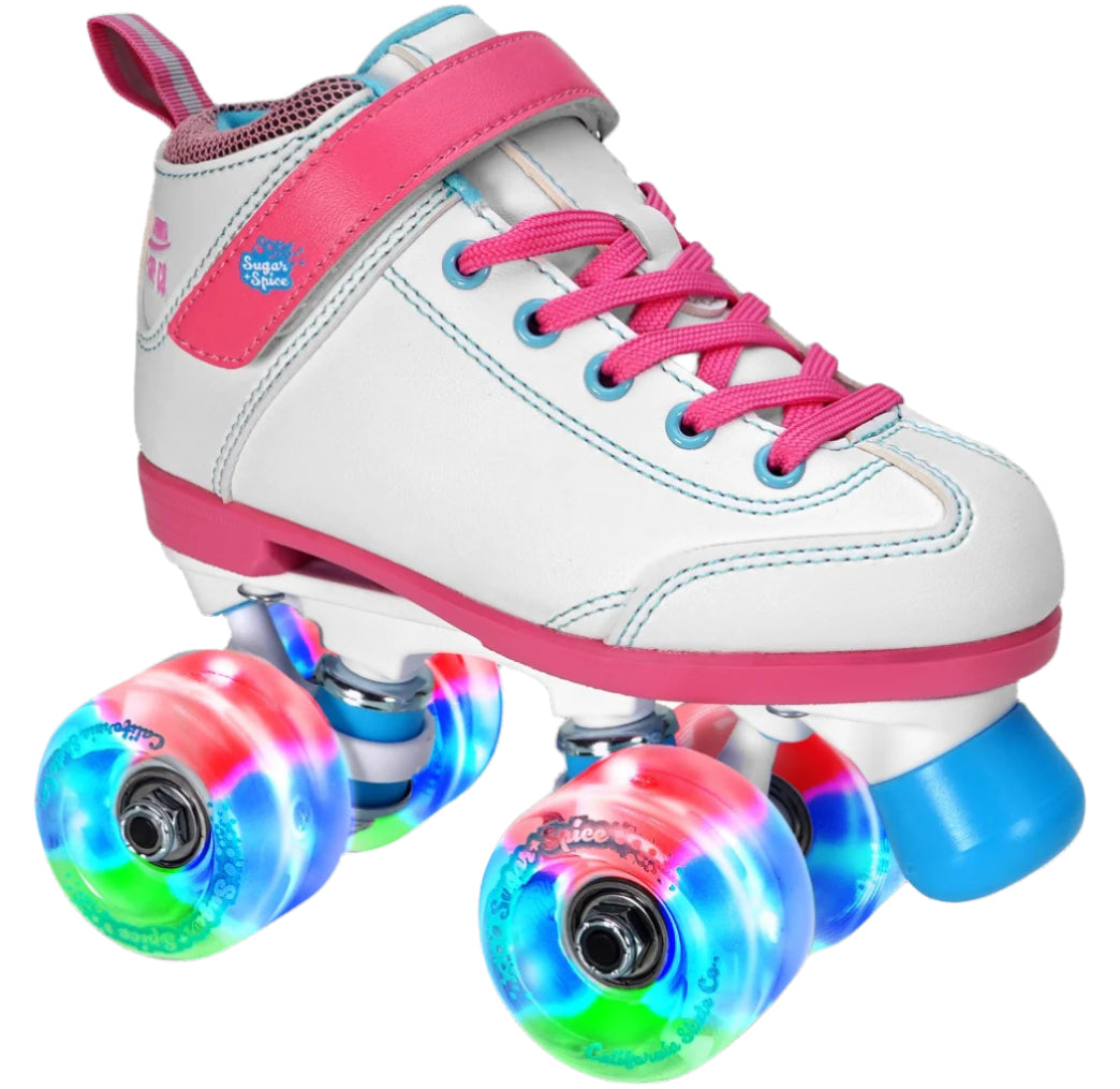 Sugar & Spice Kid's Light Up Roller Skates - WHITE - Pigeon's Roller Skate Shop