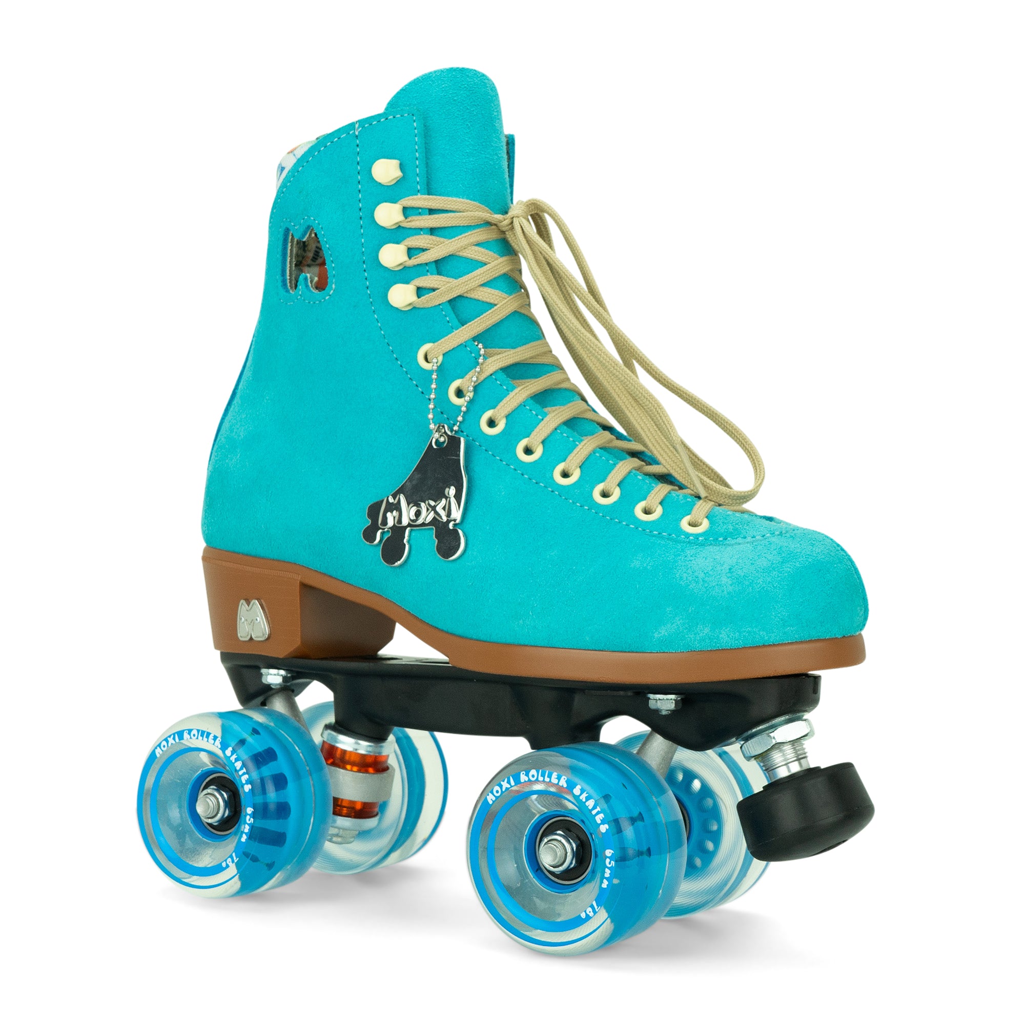 Aqua blue boots on blue wheels, the lolly skate package
