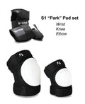 S-One Pad Set - BLACK W/ WHITE CAPS - Pigeon's Roller Skate Shop