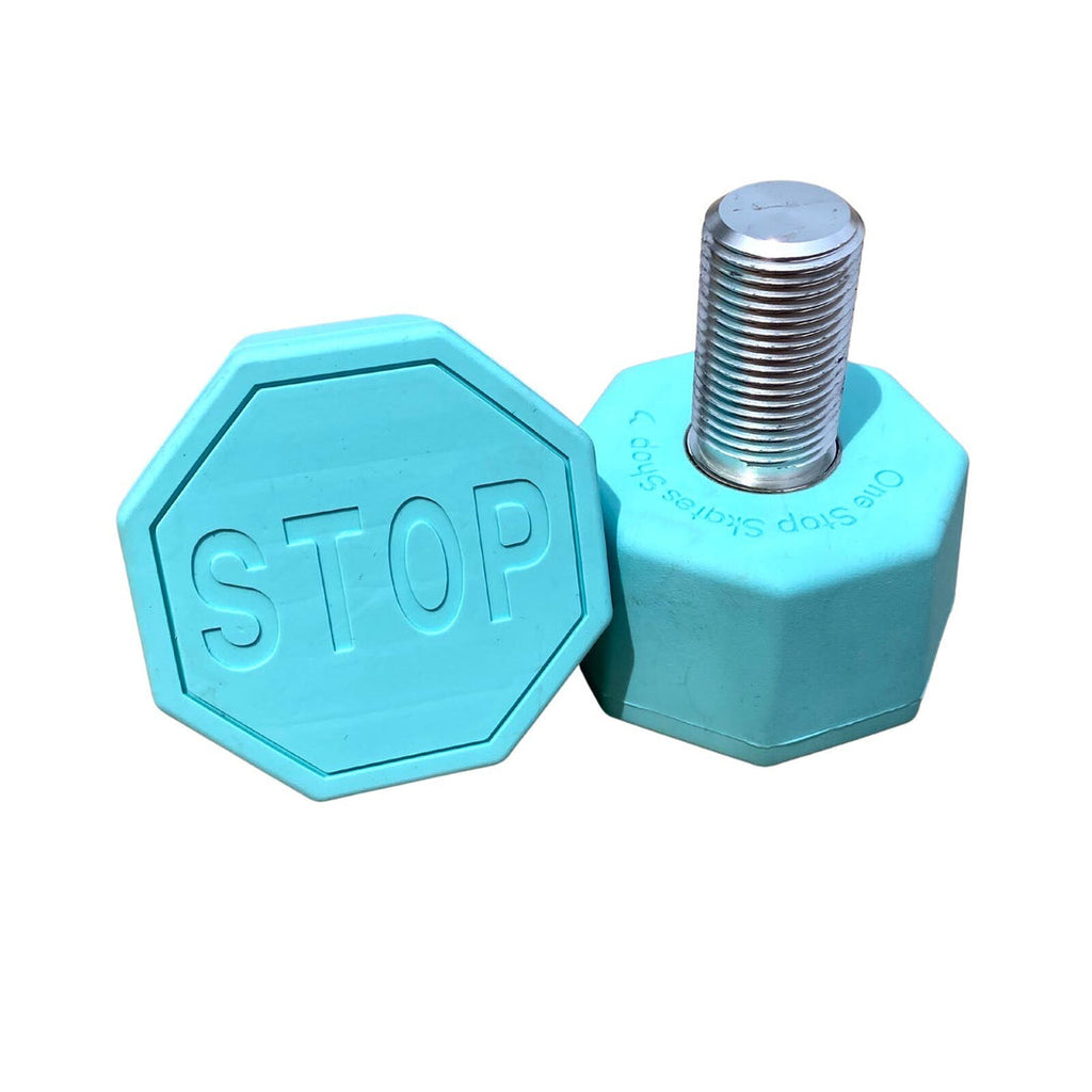 Stop Sign Toe Stops - AQUA - Pigeon's Roller Skate Shop