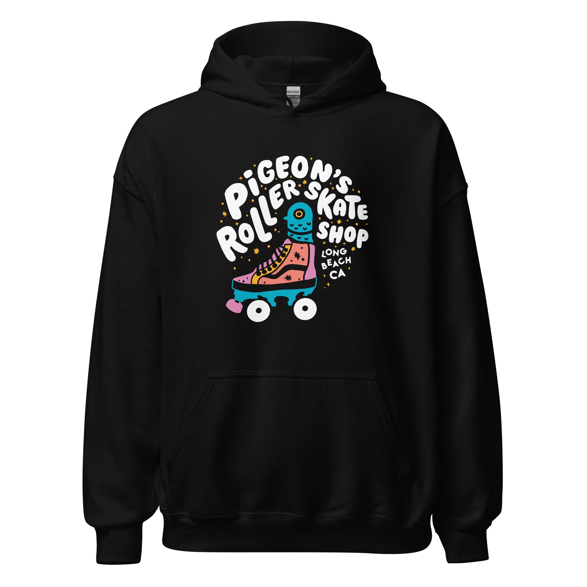 Pigeon's Roller Skate Shop Unisex Hoodie - BLACK - Pigeon's Roller Skate Shop