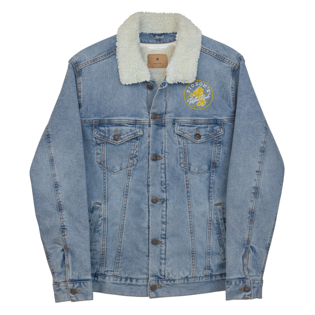 Pigeon's Roller Rink Embroidered Denim Sherpa Jacket