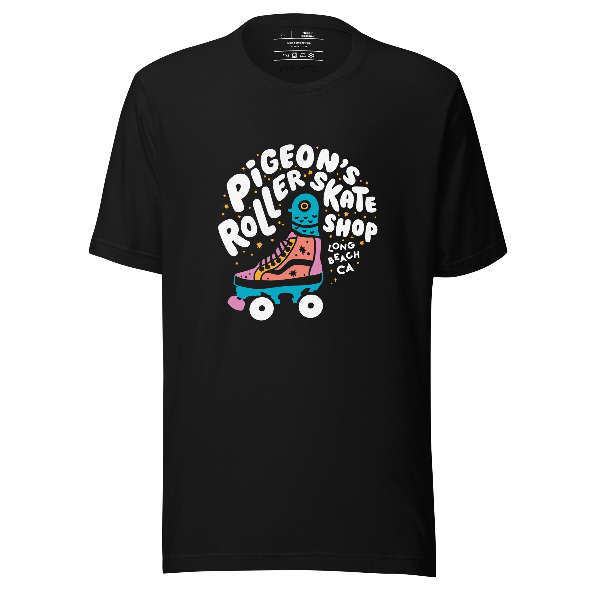 Pigeon's Roller Skate Shop Tee Unisex - BLACK - Pigeon's Roller Skate Shop