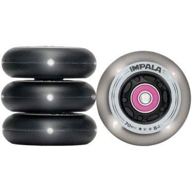Light Up Inline Wheels with Bearings - Black 4pk - Pigeon's Roller Skate Shop