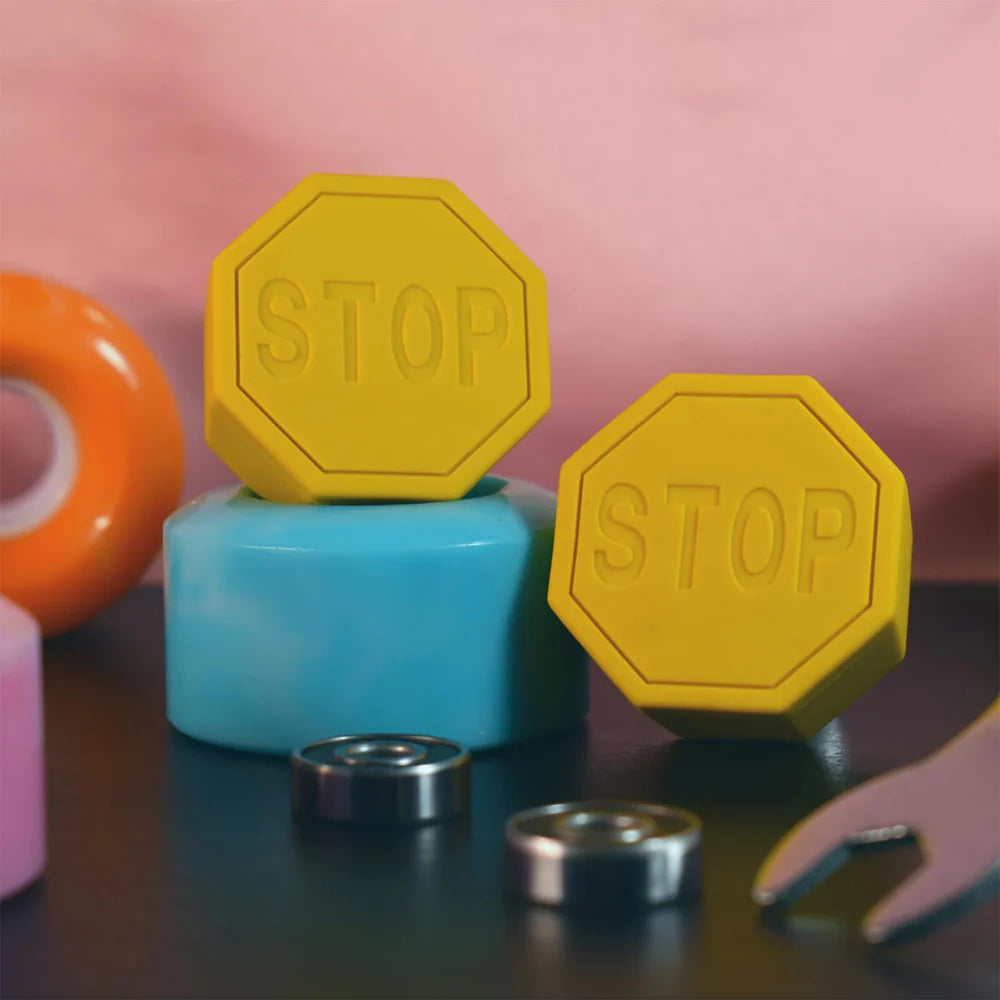 Stop Sign Toe Stops - YELLOW - Pigeon's Roller Skate Shop
