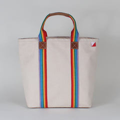 ShoreBags Canvas Tote Bag with Leather - RAINBOW | Pigeon's