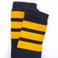 Crew Length Skatersocks - BLACK WITH GOLD STRIPES - Pigeon's Roller Skate Shop