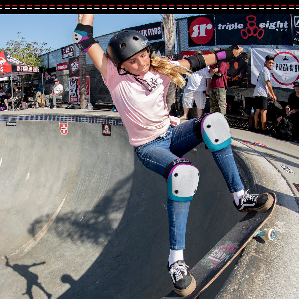 187 6-Pack Pad Set - PINK/TEAL | Pigeon's Roller Skate Shop