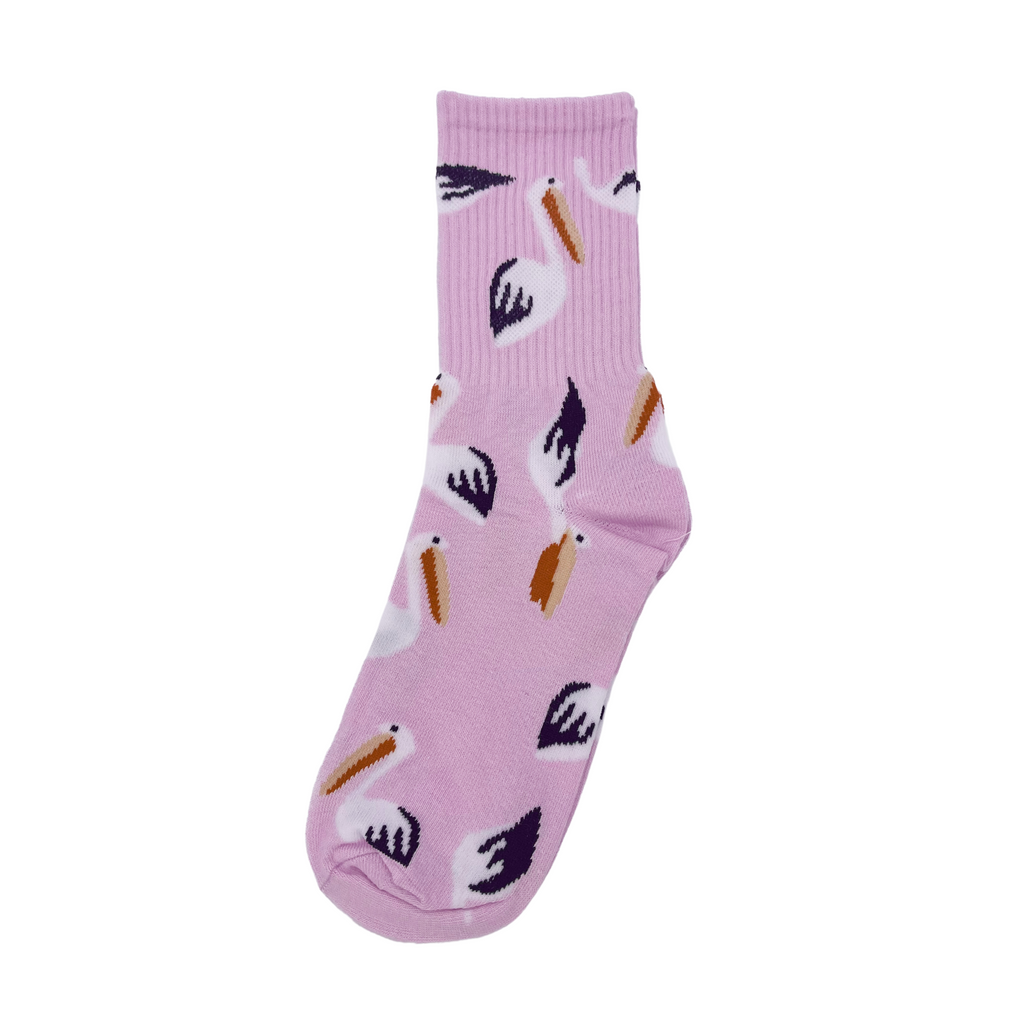 Thin Pink Pelican Crew Sock - Pigeon's Roller Skate Shop