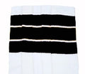 Skater Socks Knee Length - WHITE W/ THICK BLACK STRIPES - Pigeon's Roller Skate Shop