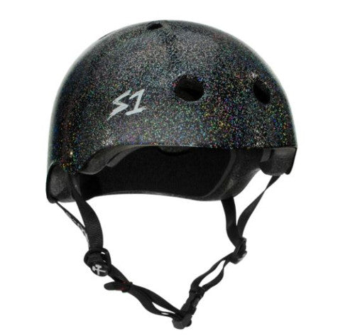 S1 Mega Lifer Helmet - BLACK GLOSS GLITTER - Pigeon's Roller Skate Shop