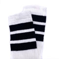 Skater Socks Knee Length - WHITE W/ BLACK STRIPES - Pigeon's Roller Skate Shop