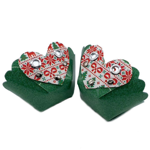 Christmas Sweater Heart + Green Glitter Toe Cap - Pigeon's Roller Skate Shop