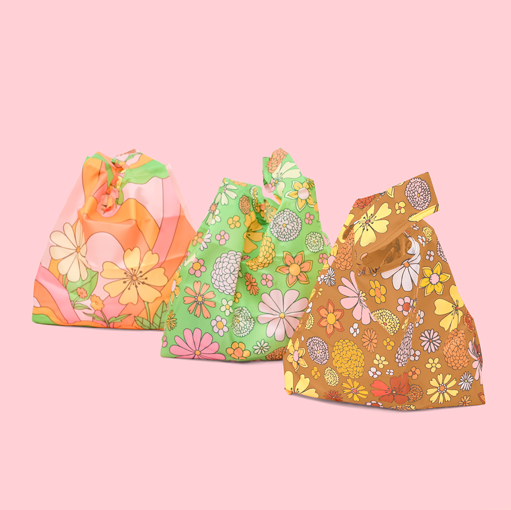 Reusable Tote - FLOWER POWER - Pigeon's Roller Skate Shop