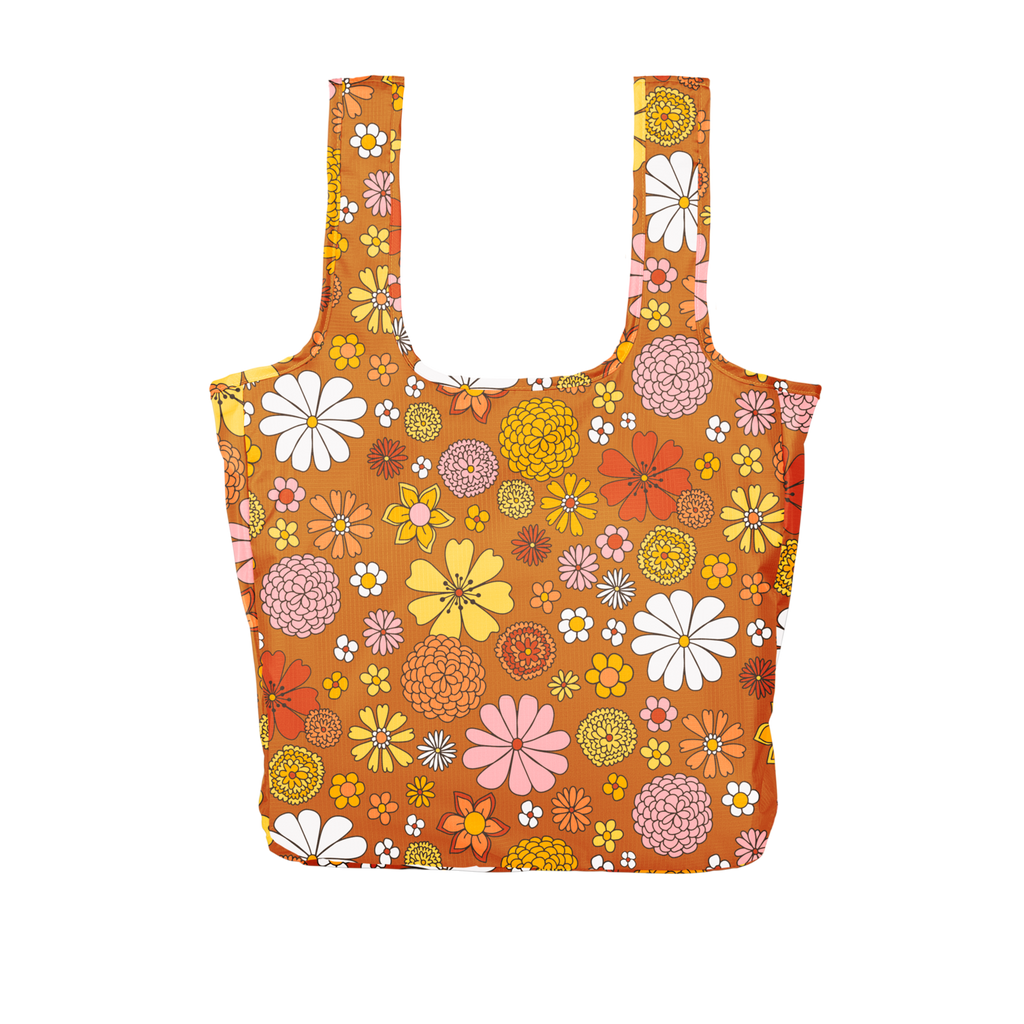 Reusable Tote - FLOWER POWER - Pigeon's Roller Skate Shop