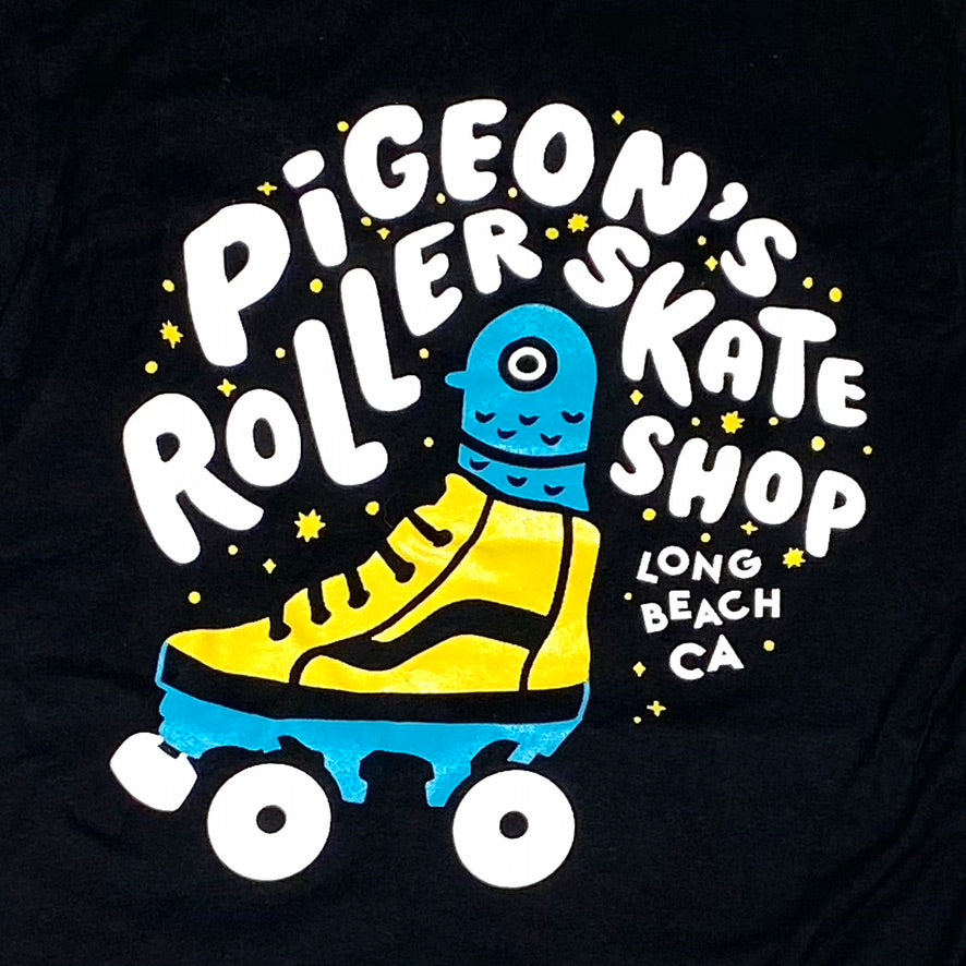 Pigeon's Roller Skate Shop T-Shirt - BLACK - Pigeon's Roller Skate Shop