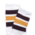 Skater Socks Knee Length - WHITE W/ MAROON AND GOLD STRIPES - Pigeon's Roller Skate Shop