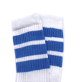Skater Socks Knee Length - WHITE W/ BABY BLUE STRIPES - Pigeon's Roller Skate Shop