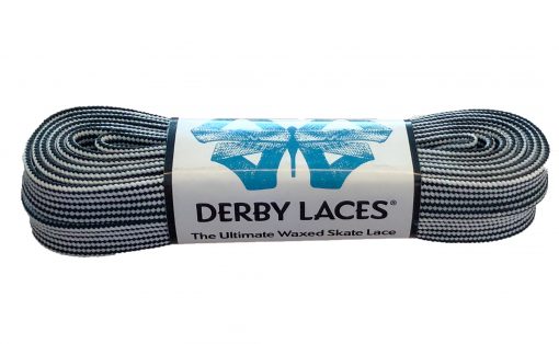 Black and White Stripe Waxed Derby Laces - Pigeon's Roller Skate Shop