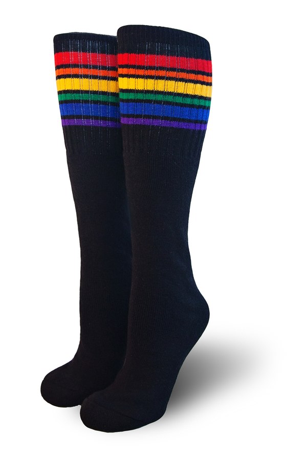 "Brave" Black Knee High Pride Socks - Pigeon's Roller Skate Shop