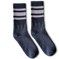 SOCCO Crew Length Socks - NAVY W/ WHITE STRIPES - Pigeon's Roller Skate Shop