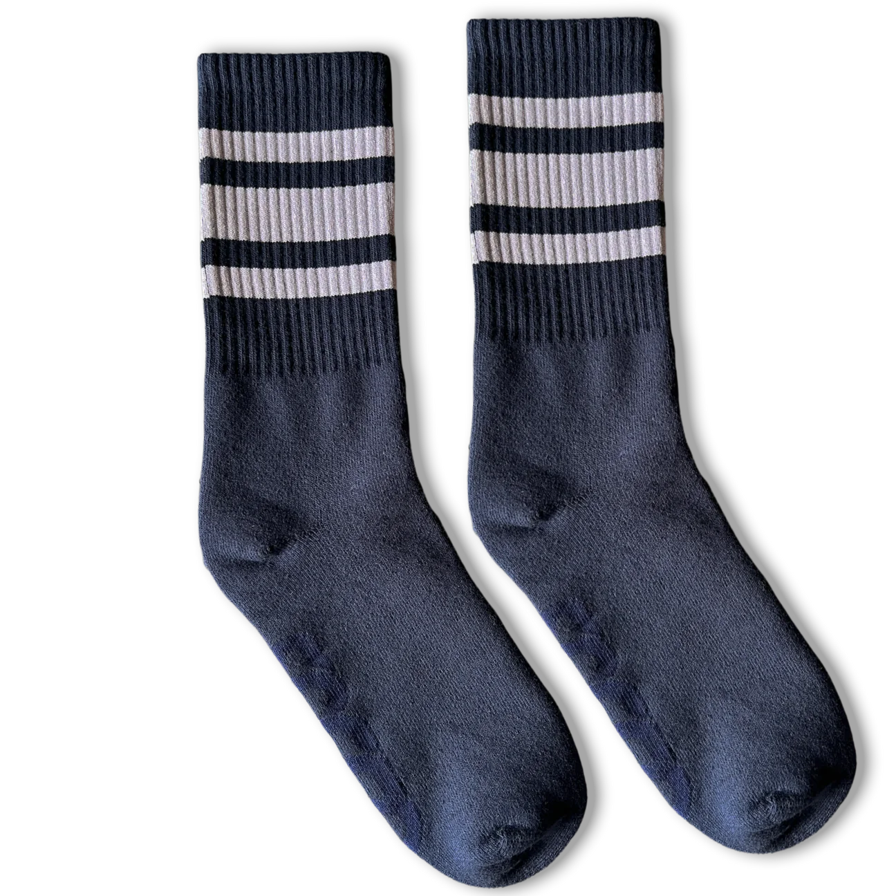 SOCCO Crew Length Socks - NAVY W/ WHITE STRIPES - Pigeon's Roller Skate Shop