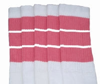 Skatersocks White Tube Socks With Thick Bubblegum Pink Stripes - Pigeon's Roller Skate Shop