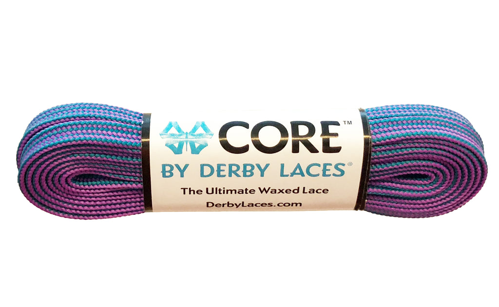 CORE by Derby Laces - PURPLE/TEAL STRIPE 96" - Pigeon's Roller Skate Shop