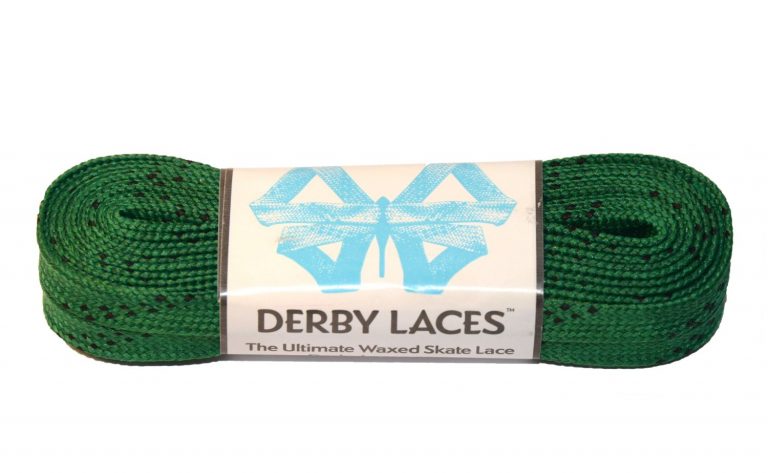 Derby Laces - KELLY GREEN/BLACK TRACER 96" - Pigeon's Roller Skate Shop