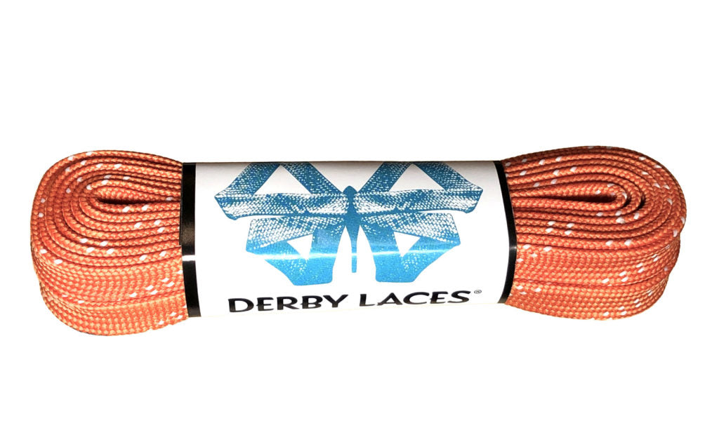 WAXED by Derby Laces - CARROT ORANGE WITH WHITE TRACER 96" - Pigeon's Roller Skate Shop