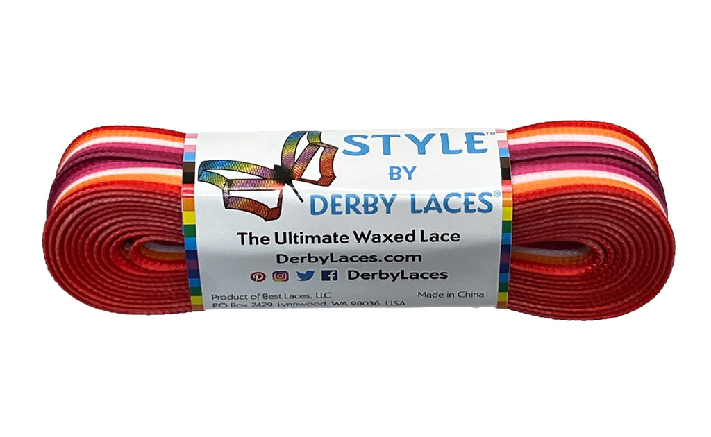 Derby Laces - LESBIAN FLAG STRIPE 96" - Pigeon's Roller Skate Shop