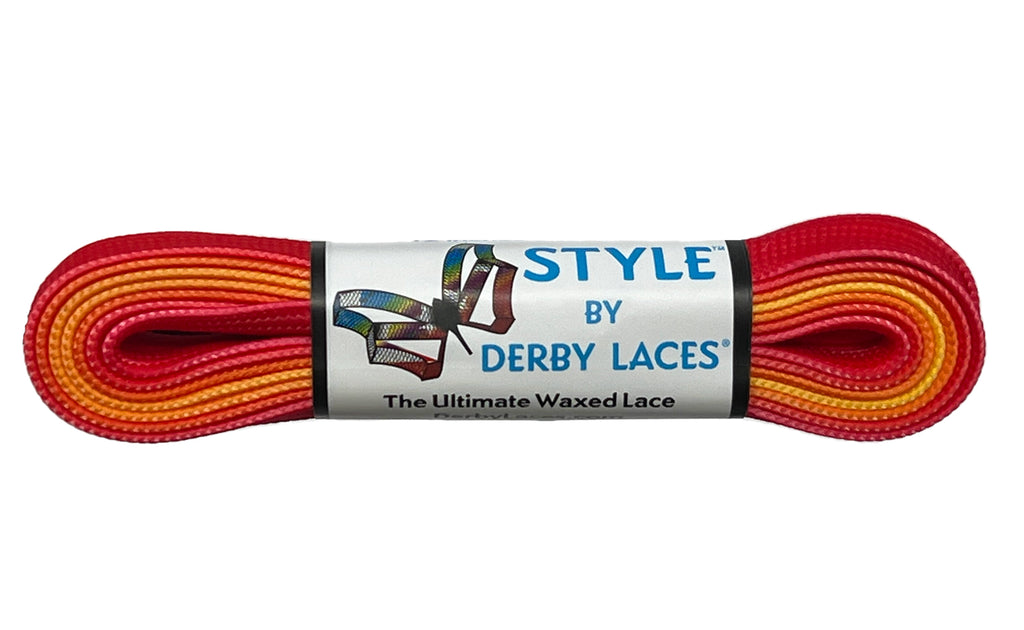 Ombre Derby Laces - RED YELLOW FLAME 96" - Pigeon's Roller Skate Shop