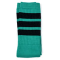 Skater Socks Knee Length - TEAL W/ BLACK STRIPES - Pigeon's Roller Skate Shop